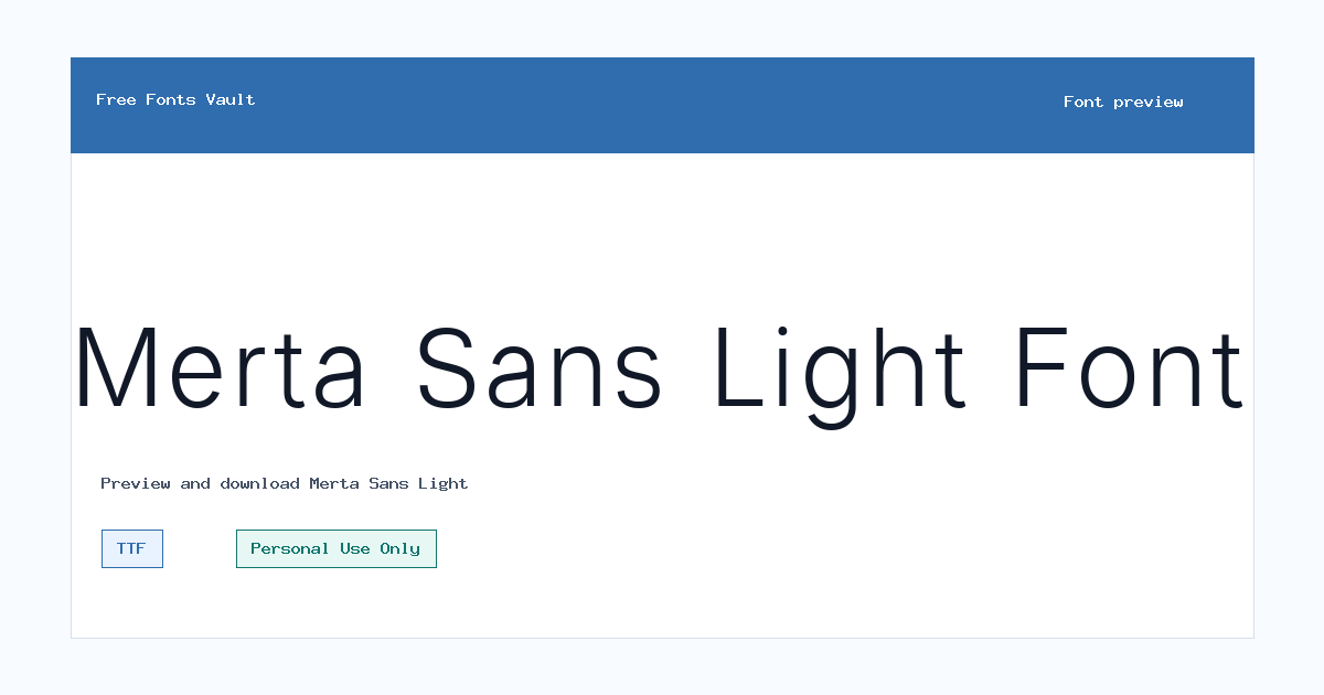 Merta Sans Light font preview showing the family name
