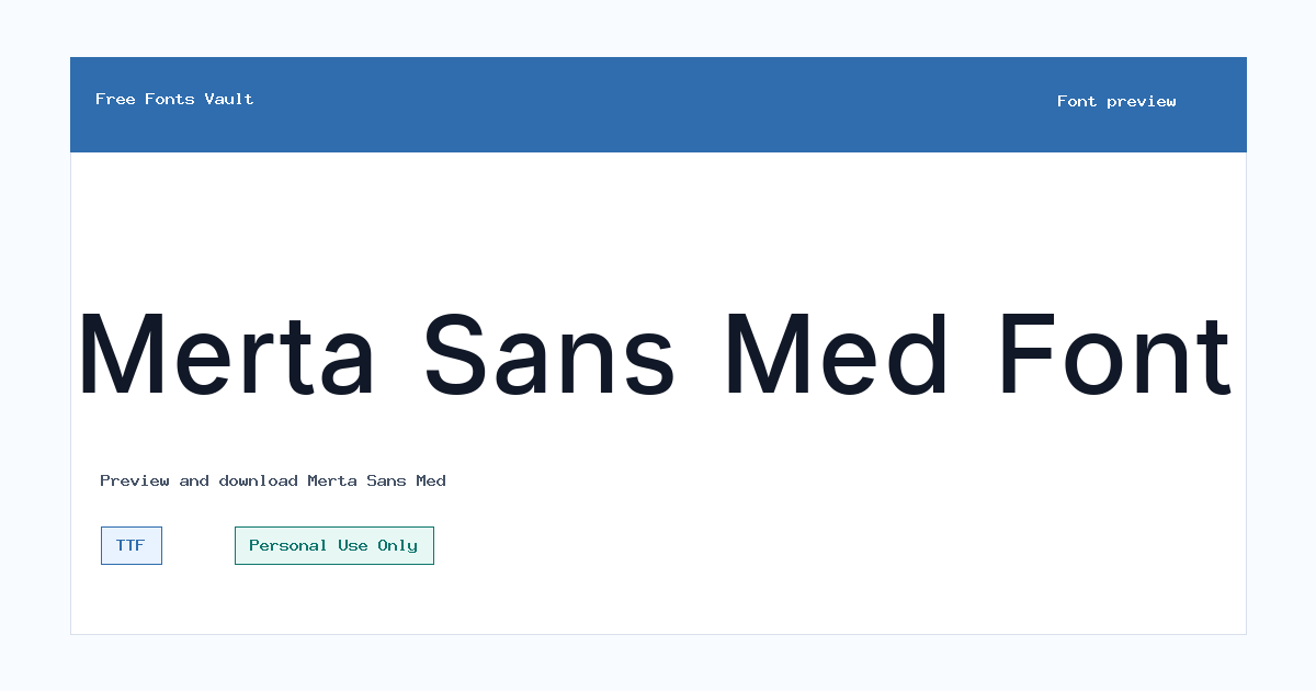 Merta Sans Med font preview showing the family name