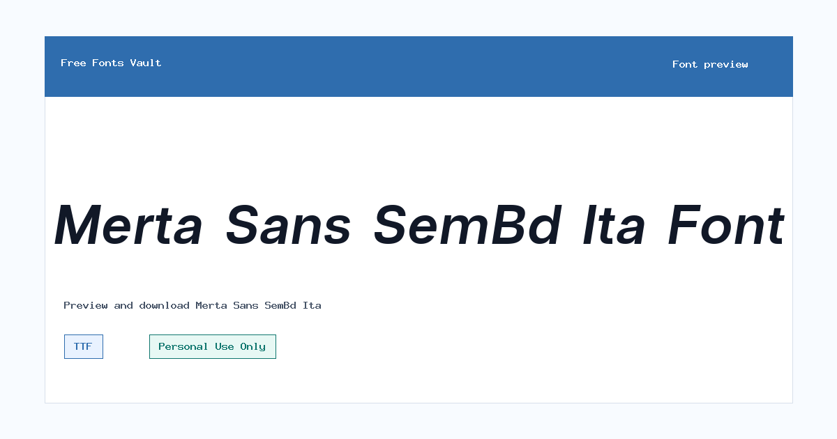 Merta Sans SemBd Ita font preview showing the family name