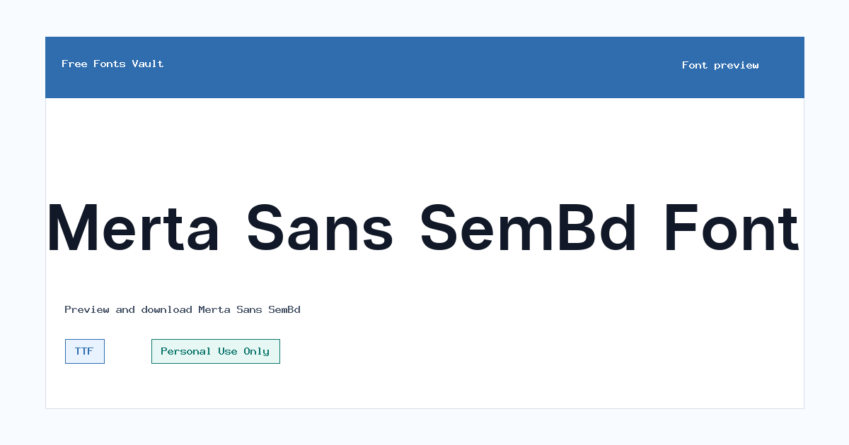 Merta Sans SemBd font preview showing the family name