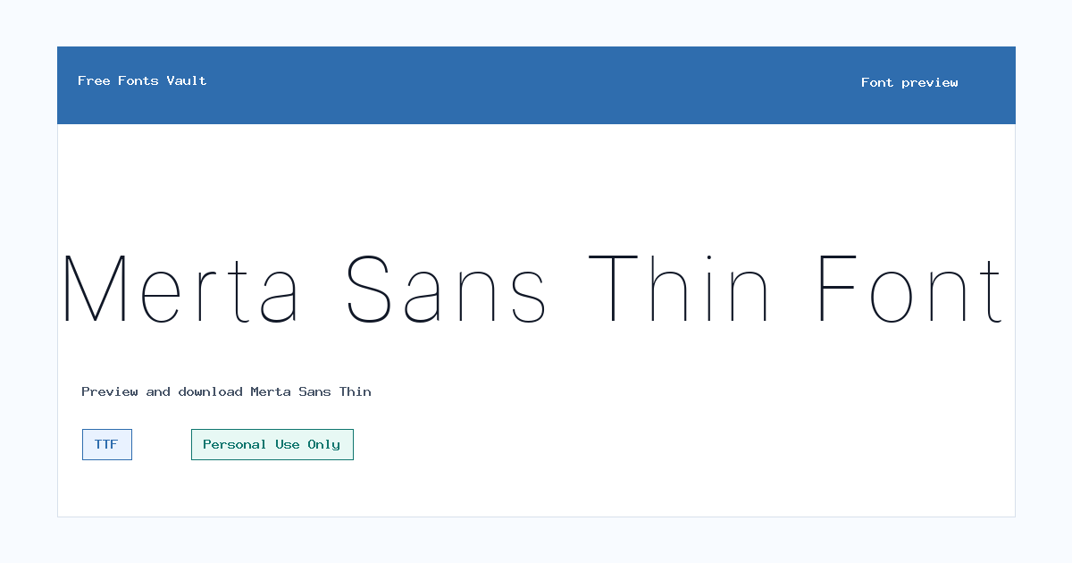Merta Sans Thin font preview showing the family name