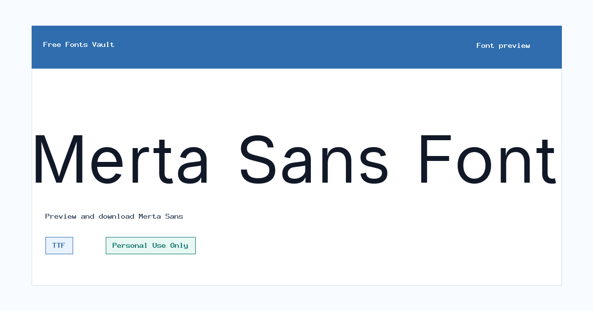 Merta Sans font preview showing the family name