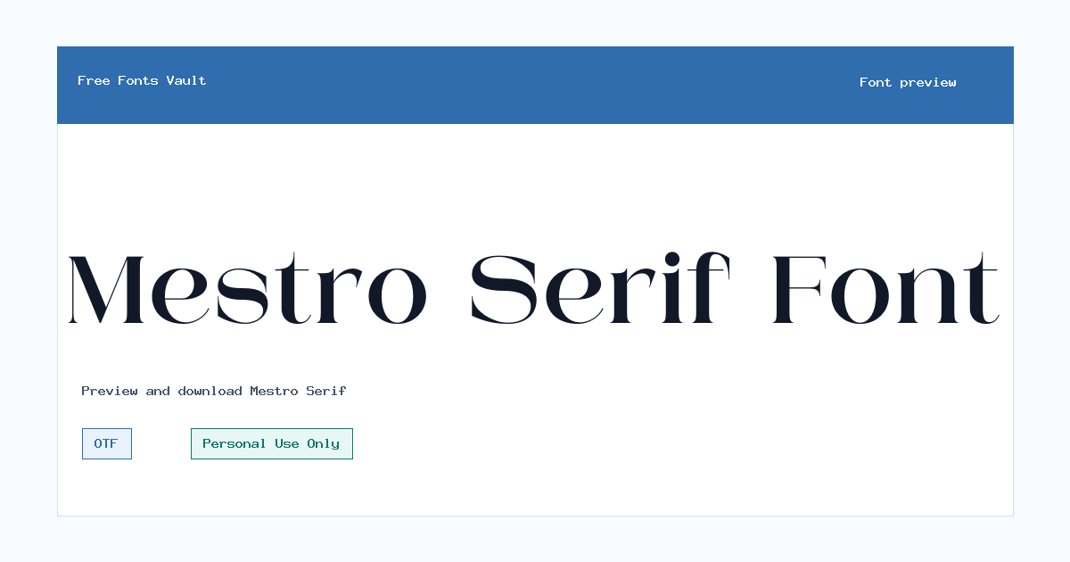 Mestro Serif font preview showing the family name