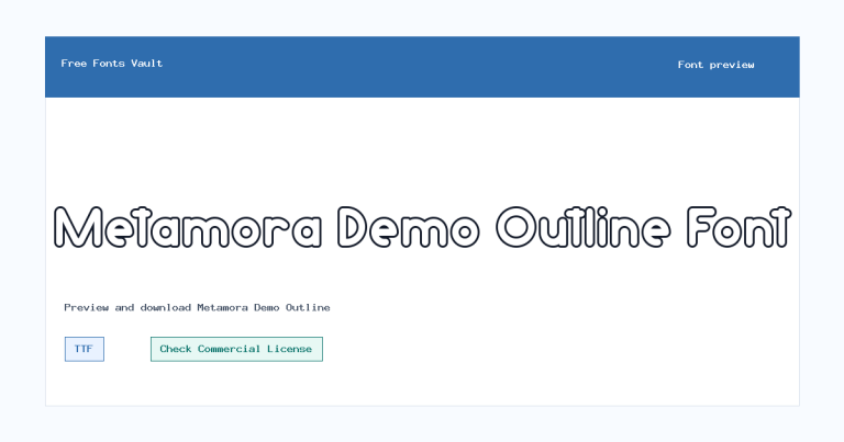 Metamora Demo Outline font preview