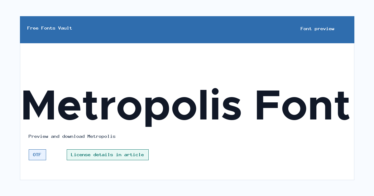 Metropolis font preview showing the family name