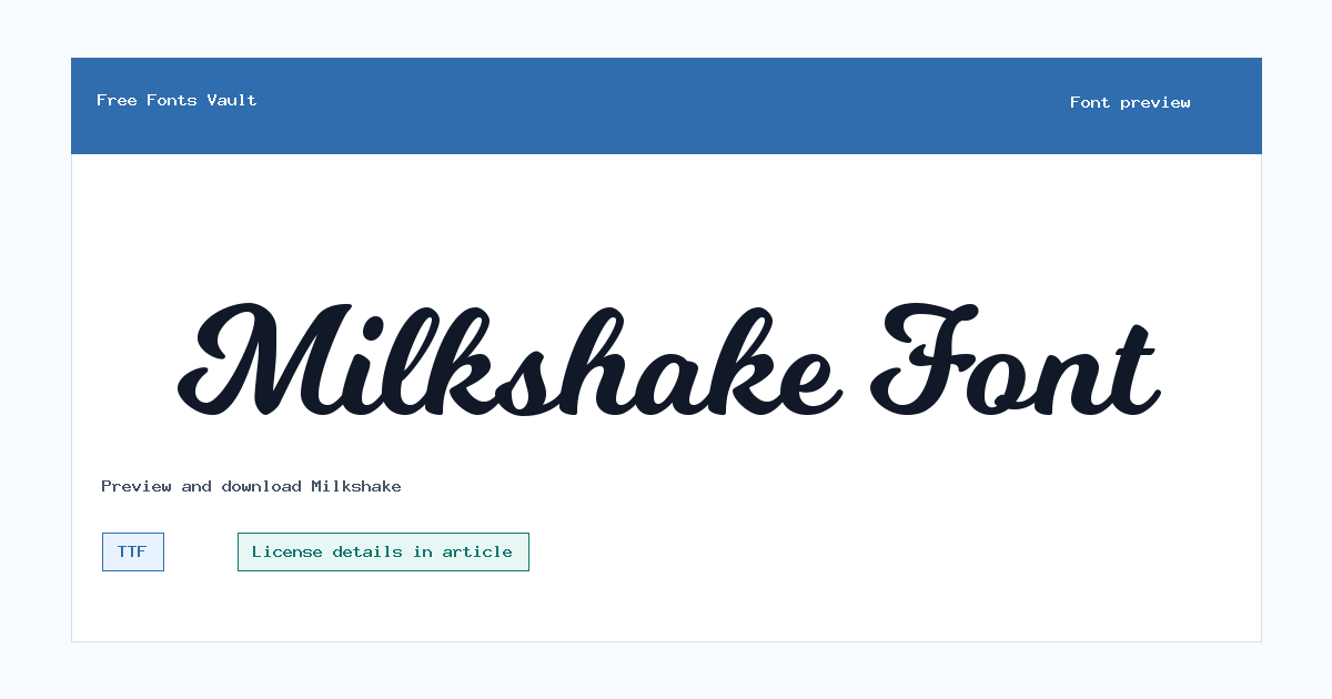 Milkshake font preview showing the family name