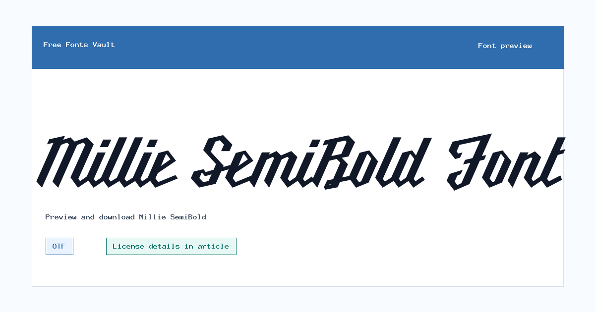 Millie SemiBold font preview showing the family name