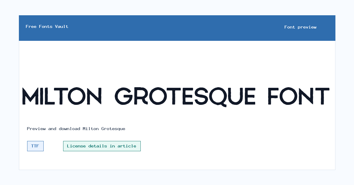 Milton Grotesque font preview showing the family name