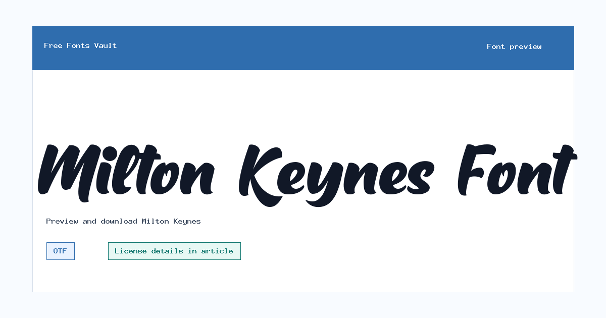 Milton Keynes font preview showing the family name