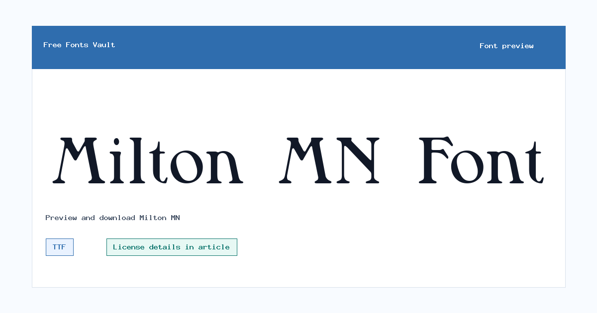 Milton MN font preview showing the family name