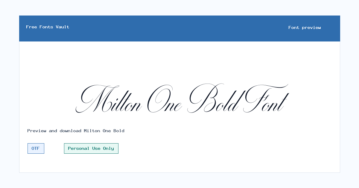 Milton One Bold font preview showing the family name