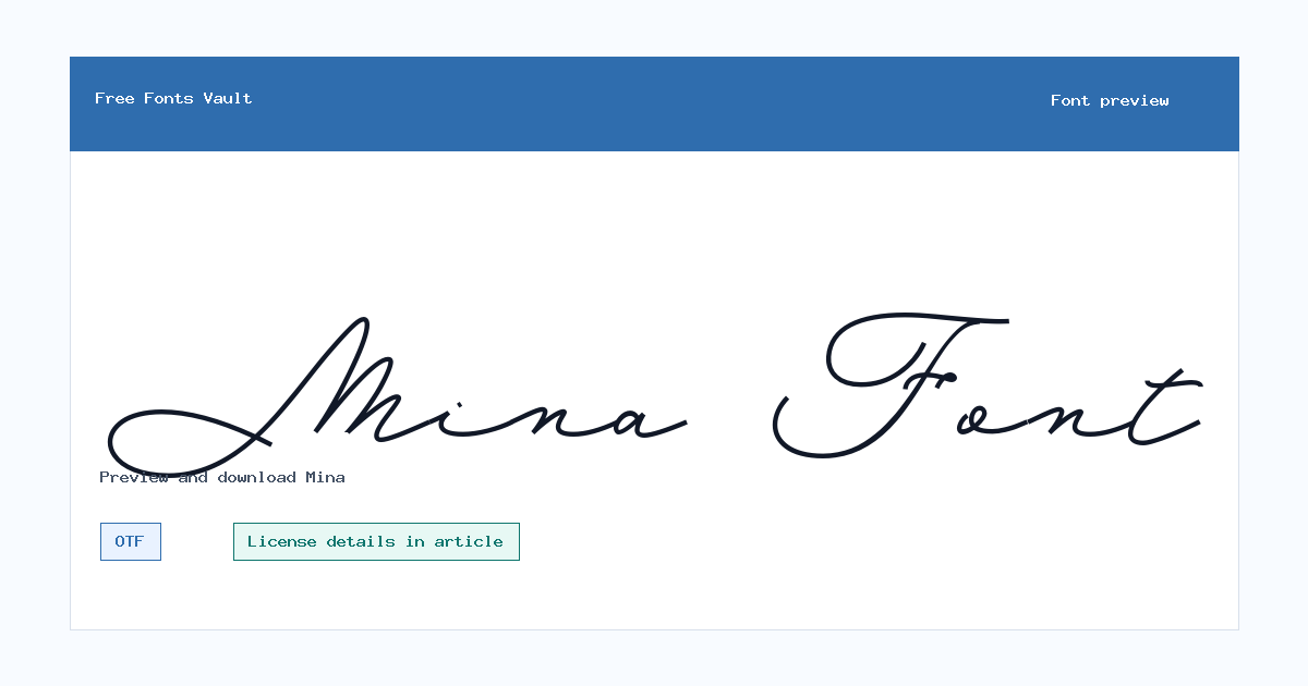 Mina font preview showing the family name