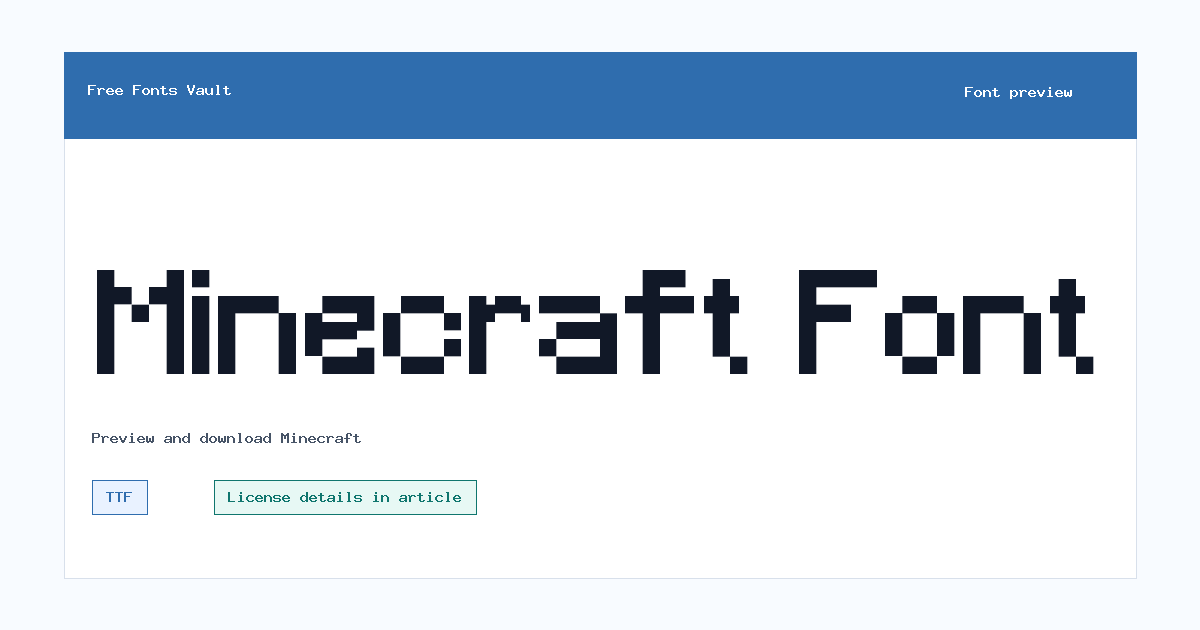 Minecraft font preview showing the family name
