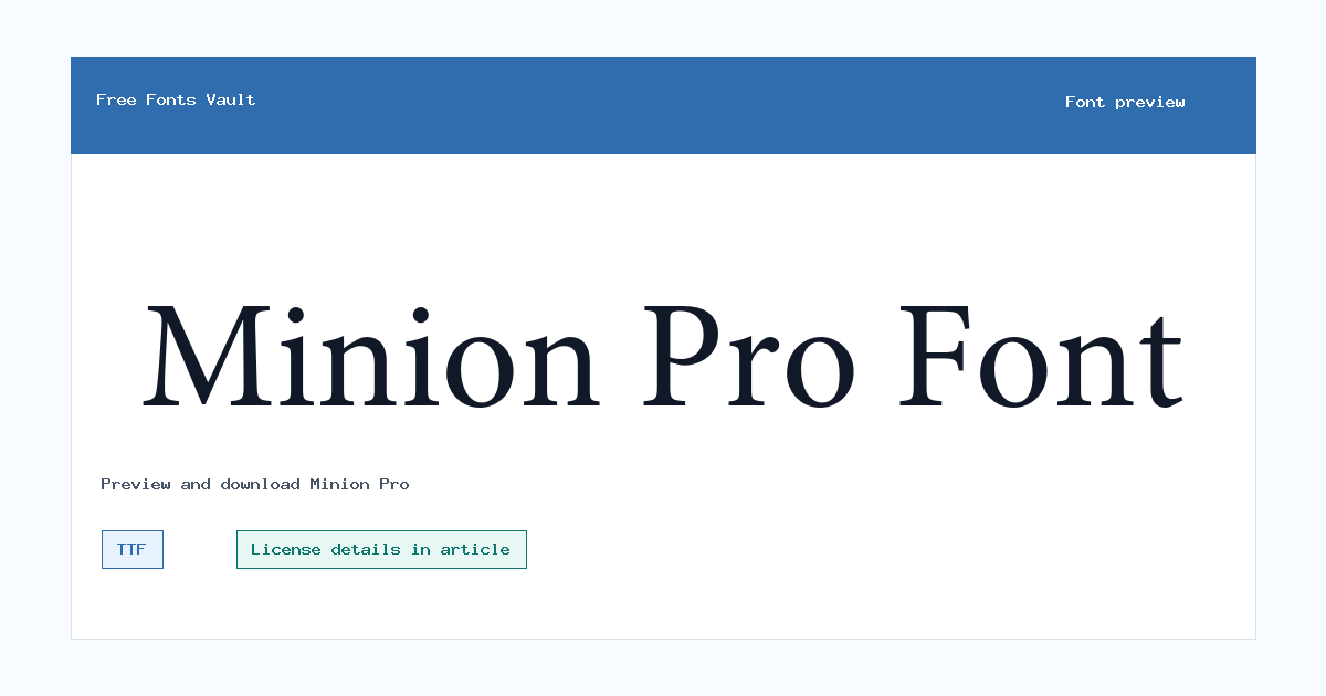 Minion Pro font preview showing the family name