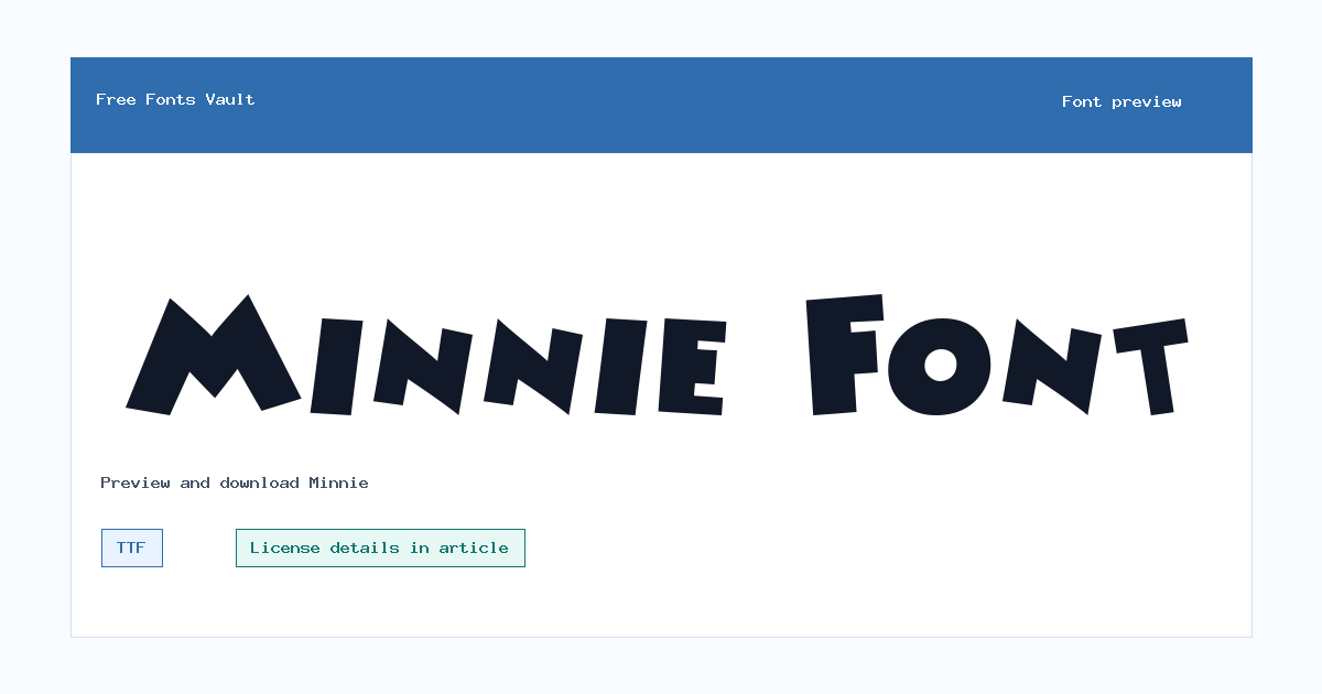 Minnie font preview showing the family name