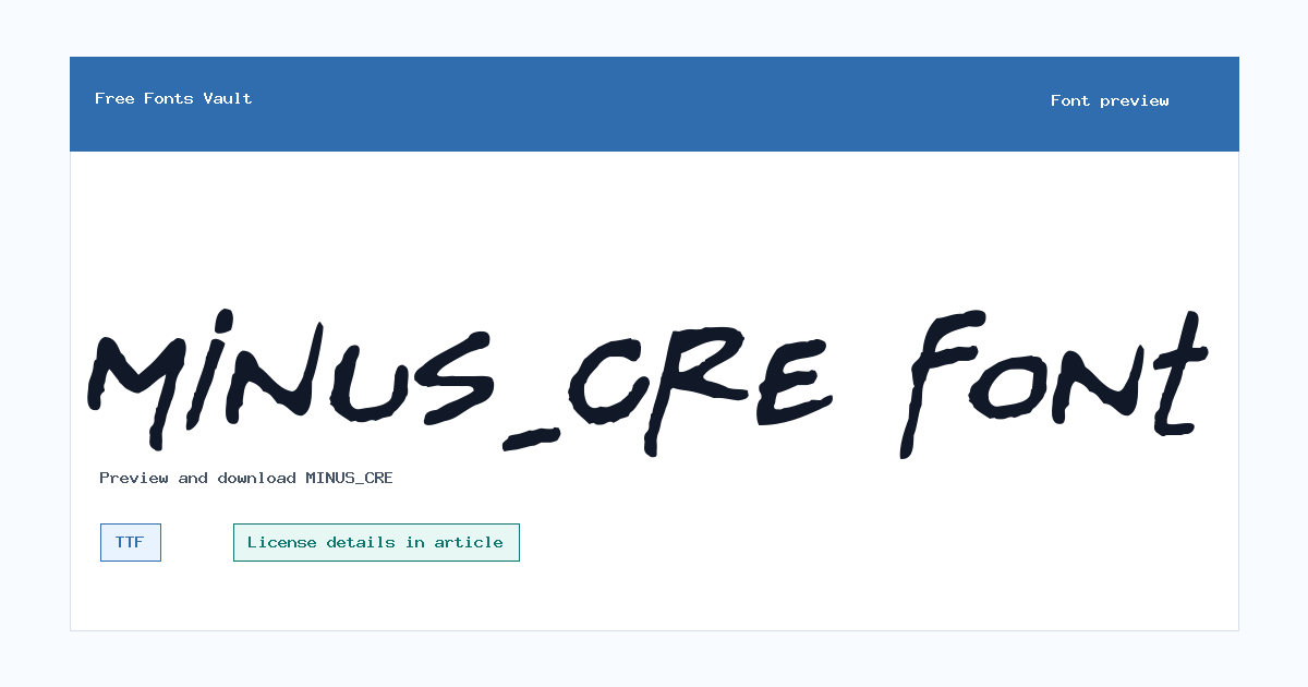 MINUS_CRE font preview showing the family name