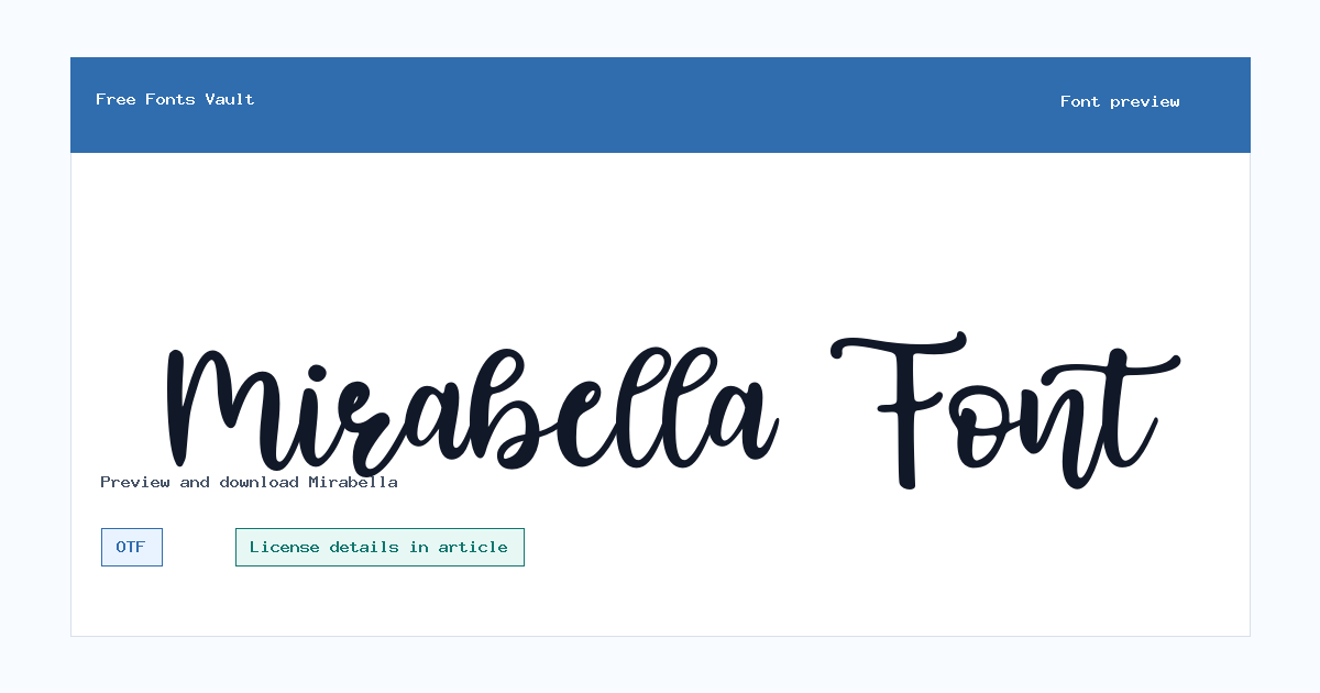 Mirabella font preview showing the family name