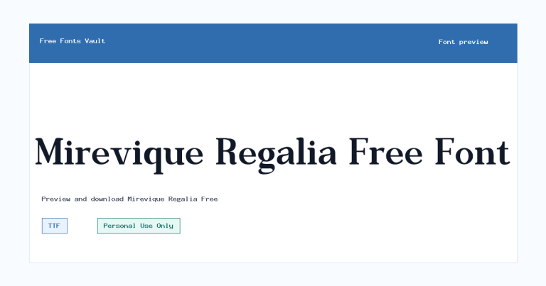 Mirevique Regalia Free font preview