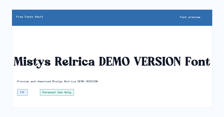 Mistys Relrica DEMO VERSION font preview