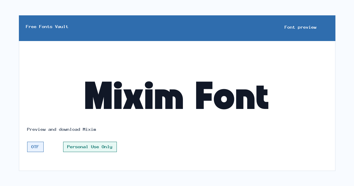 Mixim font preview showing the family name