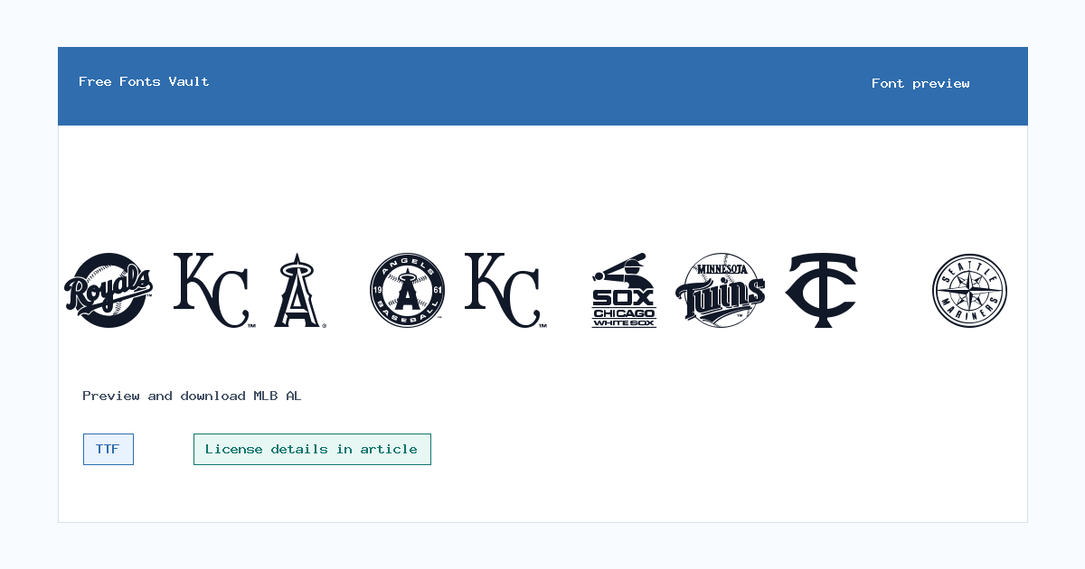 MLB AL font preview showing the family name