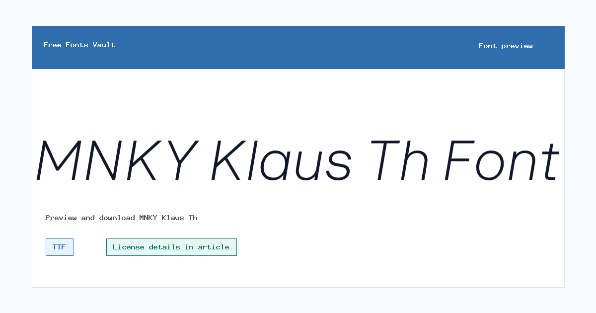 MNKY Klaus Th font preview showing the family name