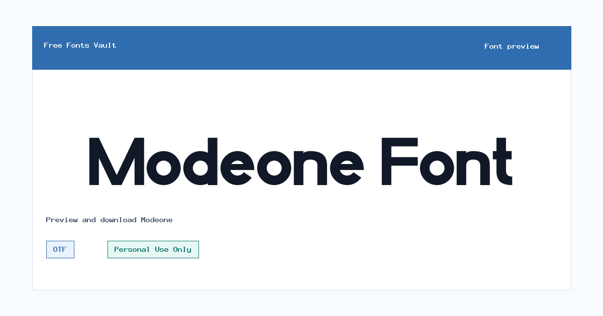 Modeone font preview showing the family name