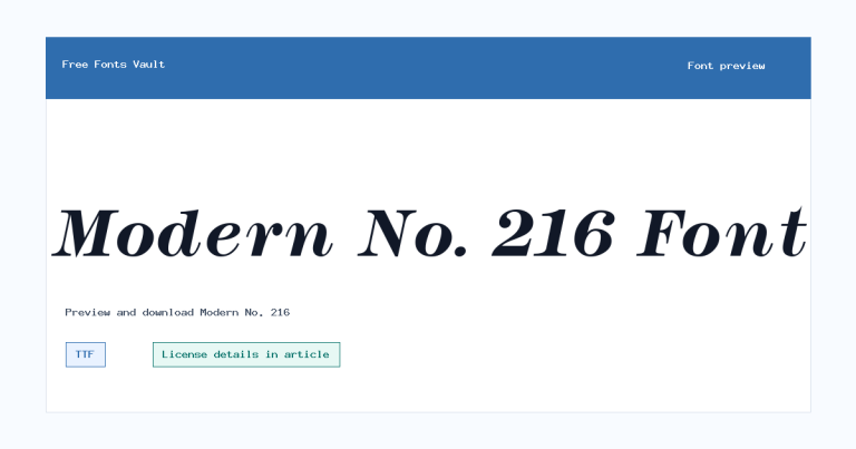 Modern No. 216 font preview