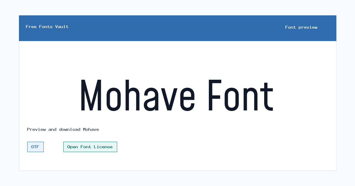 Mohave font preview showing the family name