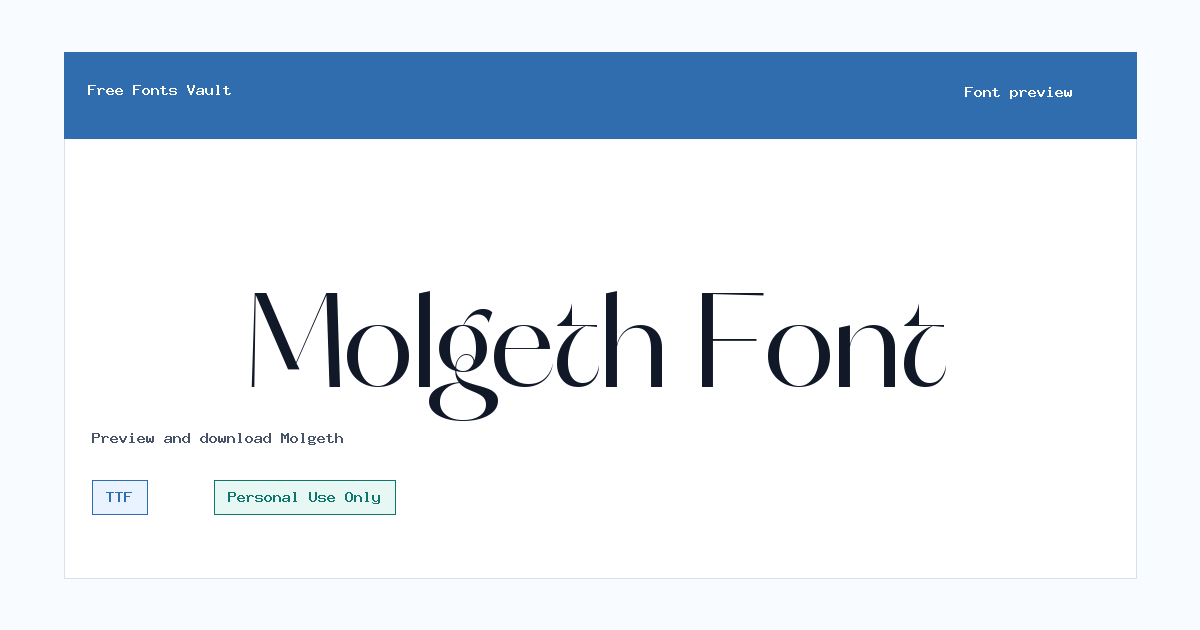 Molgeth font preview showing the family name
