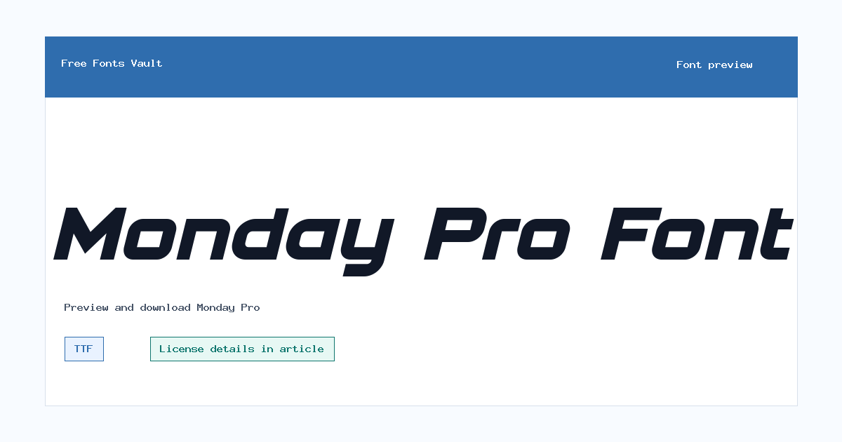 Monday Pro font preview showing the family name