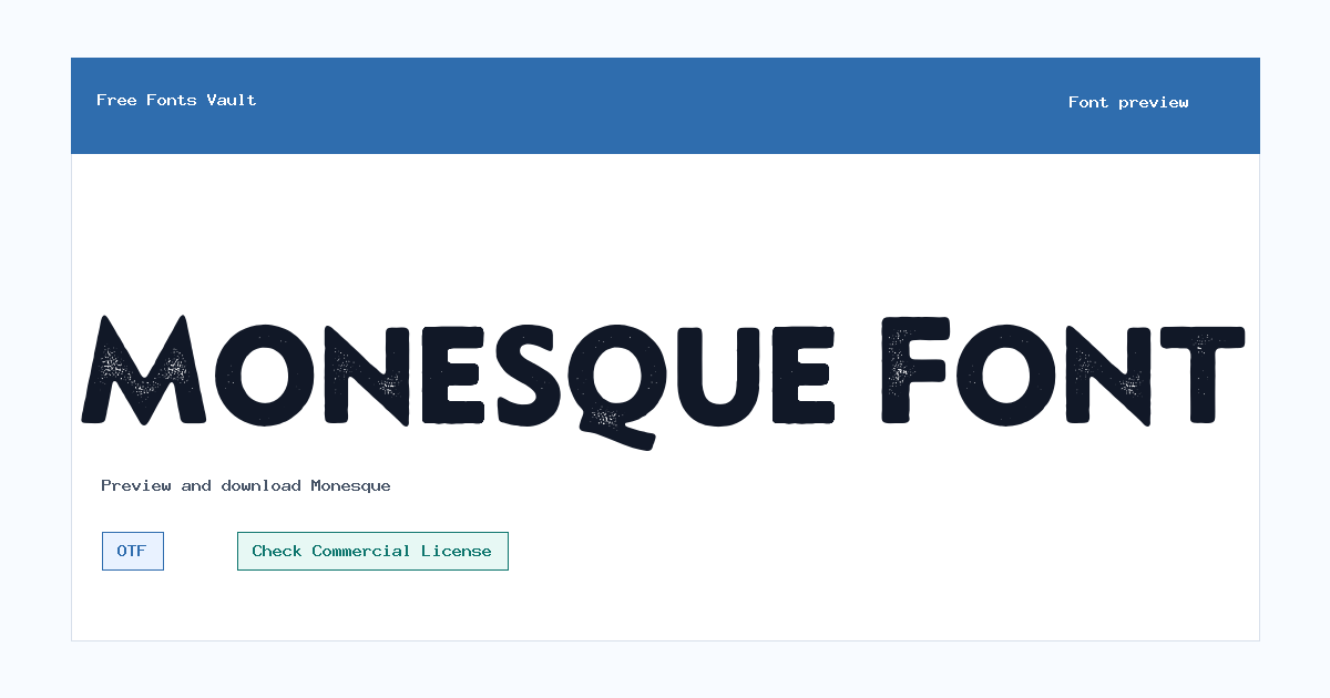 Monesque font preview showing the family name