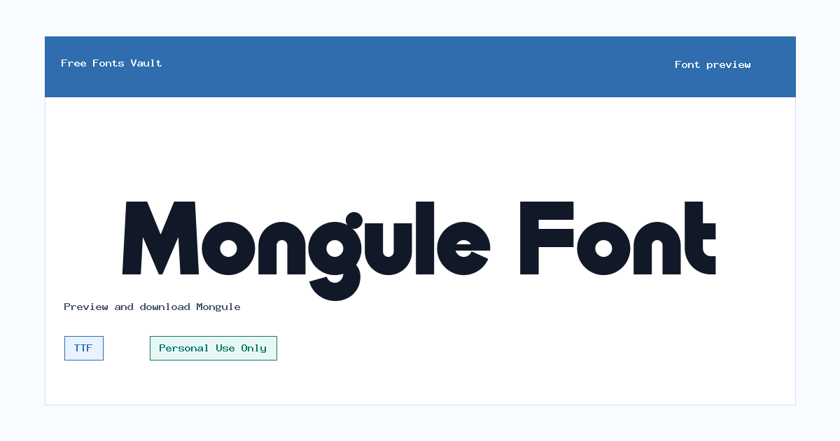 Mongule font preview showing the family name