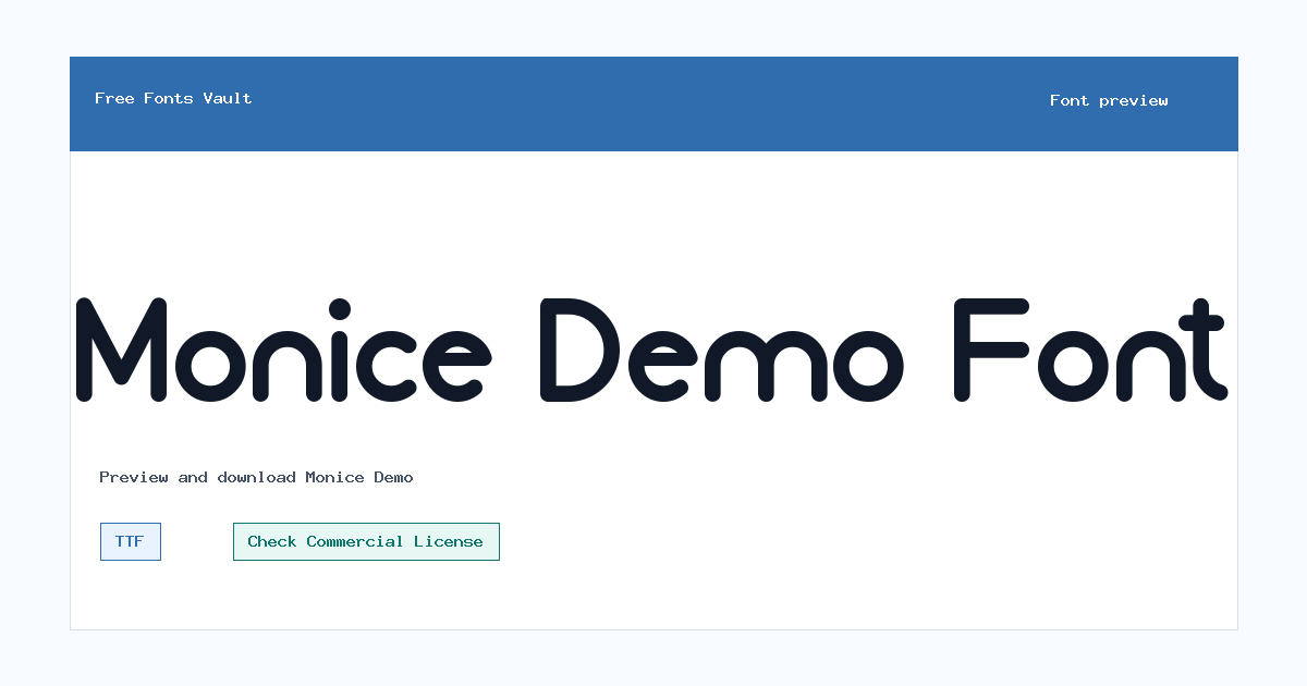 Monice Demo font preview showing the family name