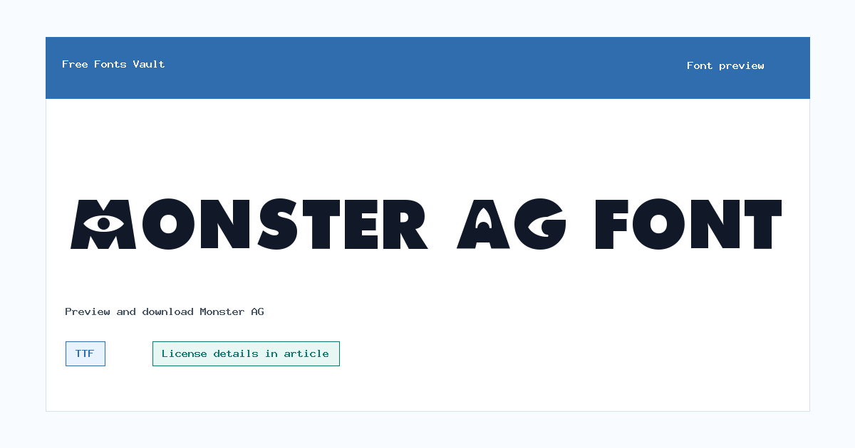 Monster AG font preview showing the family name