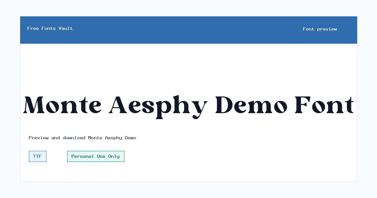 Monte Aesphy Demo font preview showing the family name