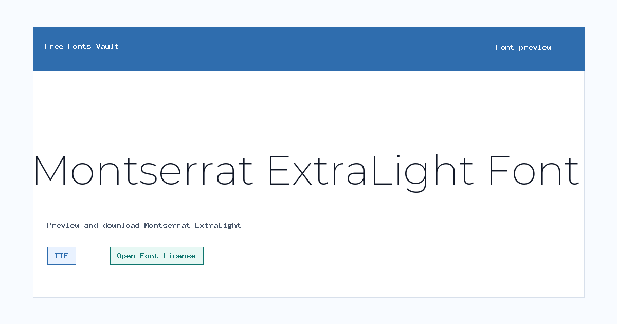 Montserrat ExtraLight font preview showing the family name