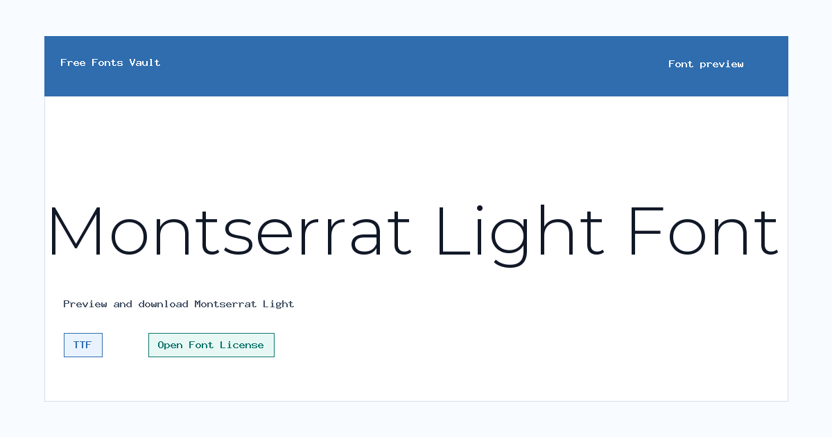 Montserrat Light font preview showing the family name