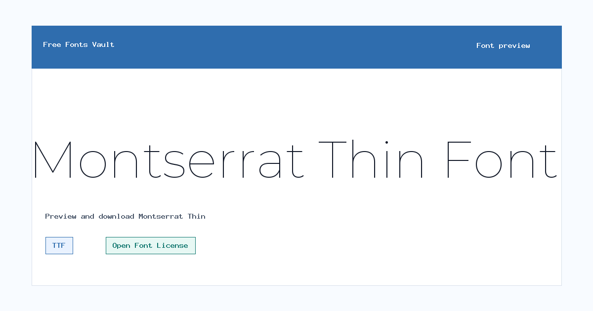 Montserrat Thin font preview showing the family name