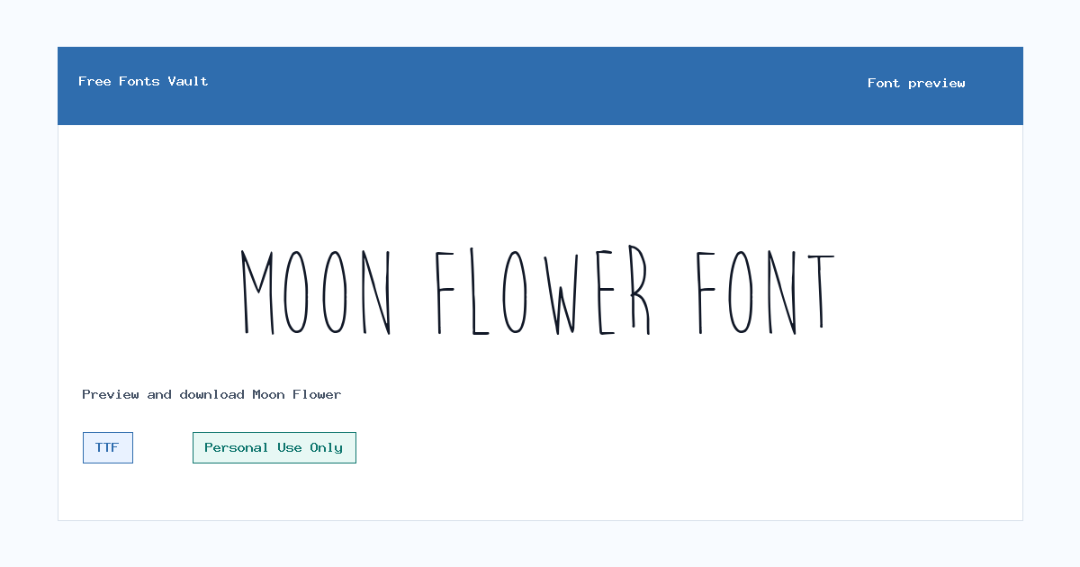Moon Flower font preview showing the family name