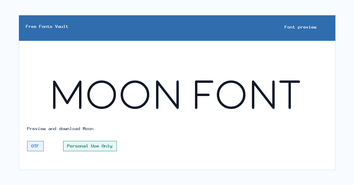 Moon font preview showing the family name