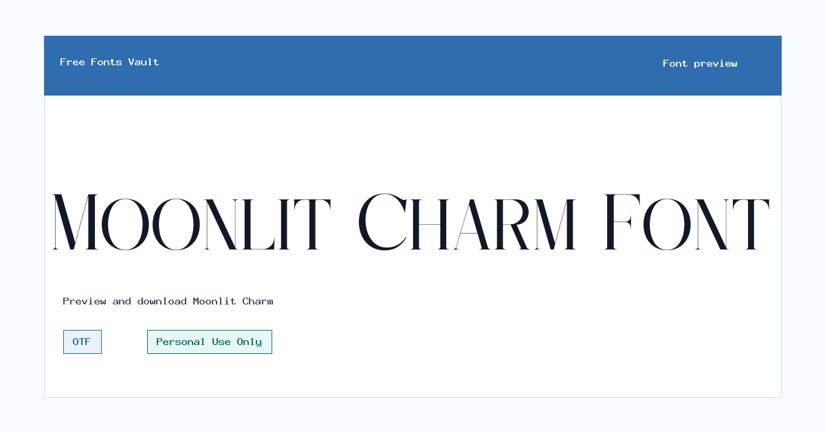Moonlit Charm font preview showing the family name