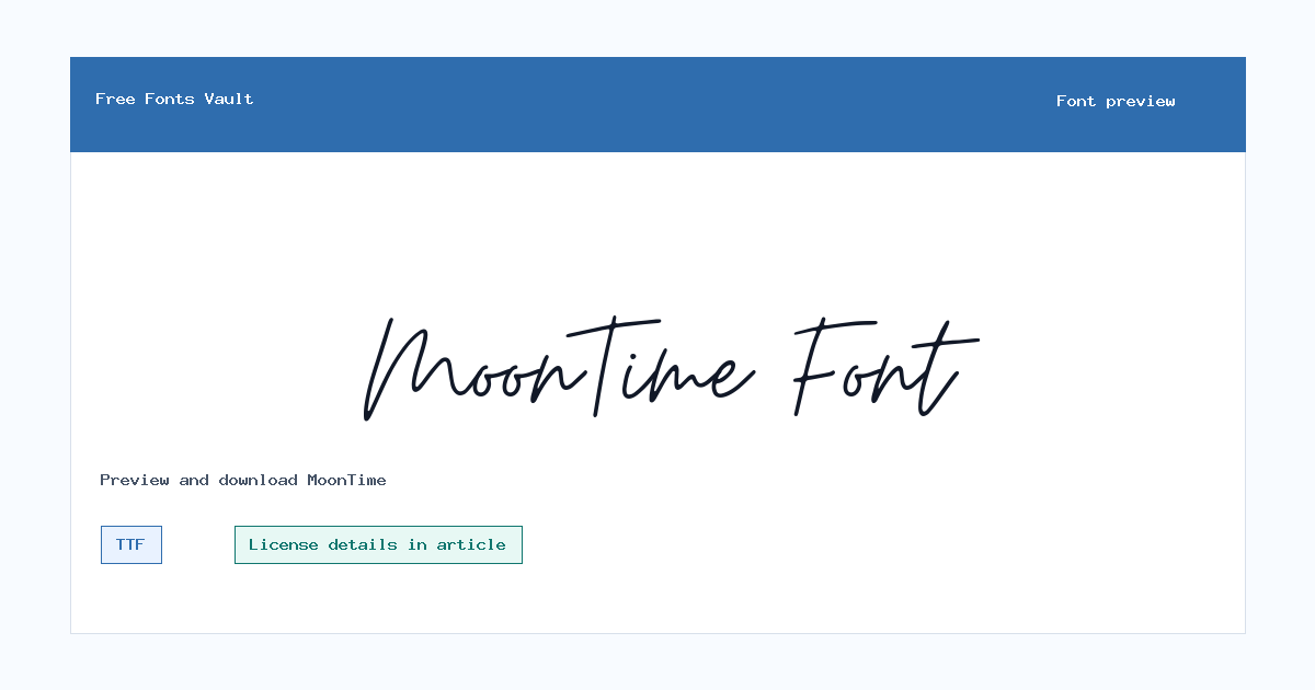 MoonTime font preview showing the family name