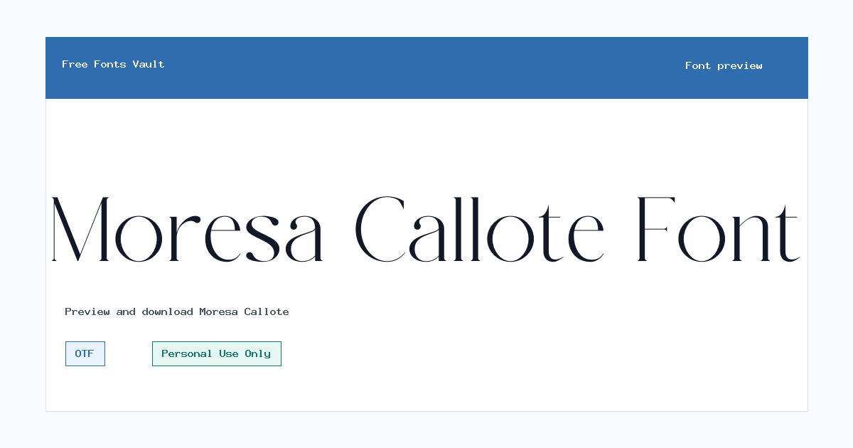 Moresa Callote font preview showing the family name