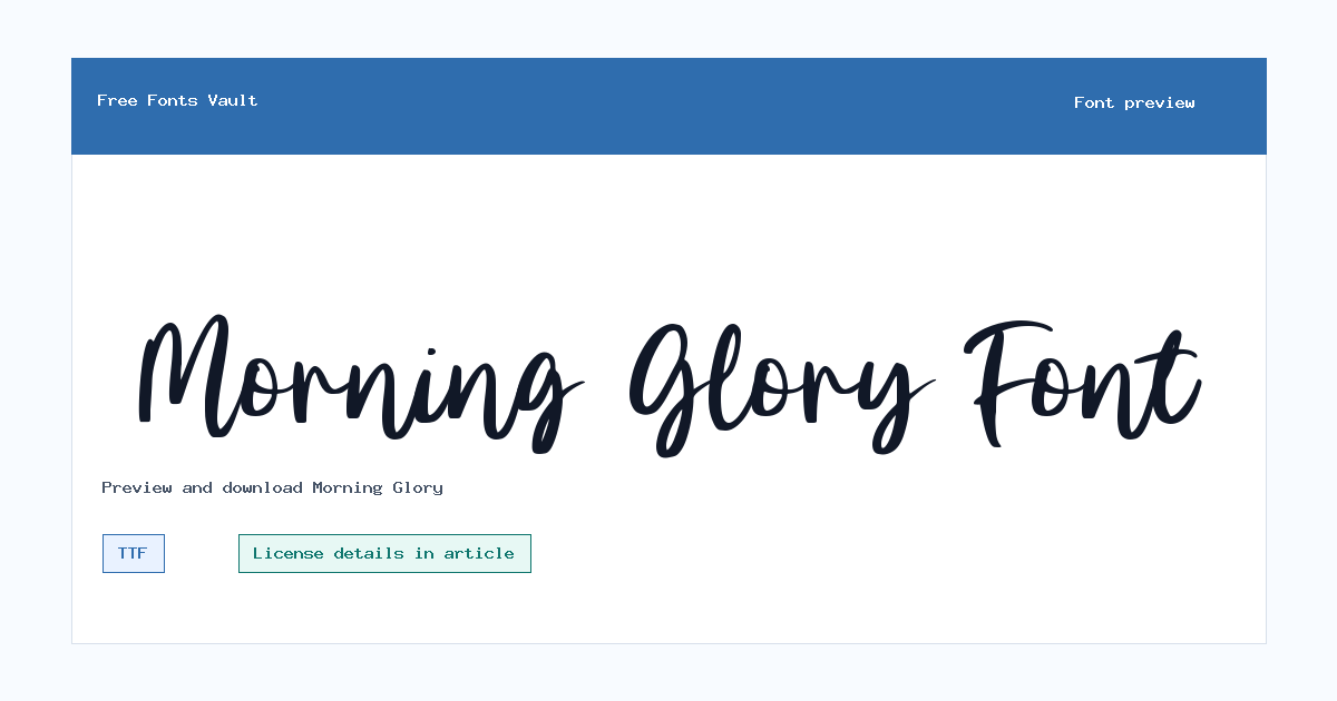 Morning Glory font preview showing the family name