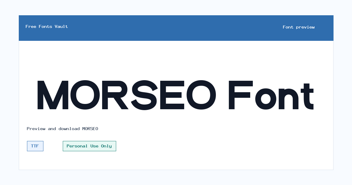 MORSEO font preview showing the family name
