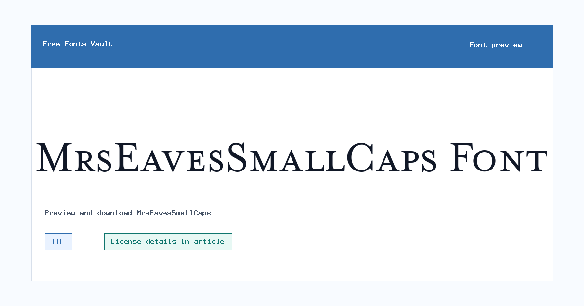 MrsEavesSmallCaps font preview showing the family name