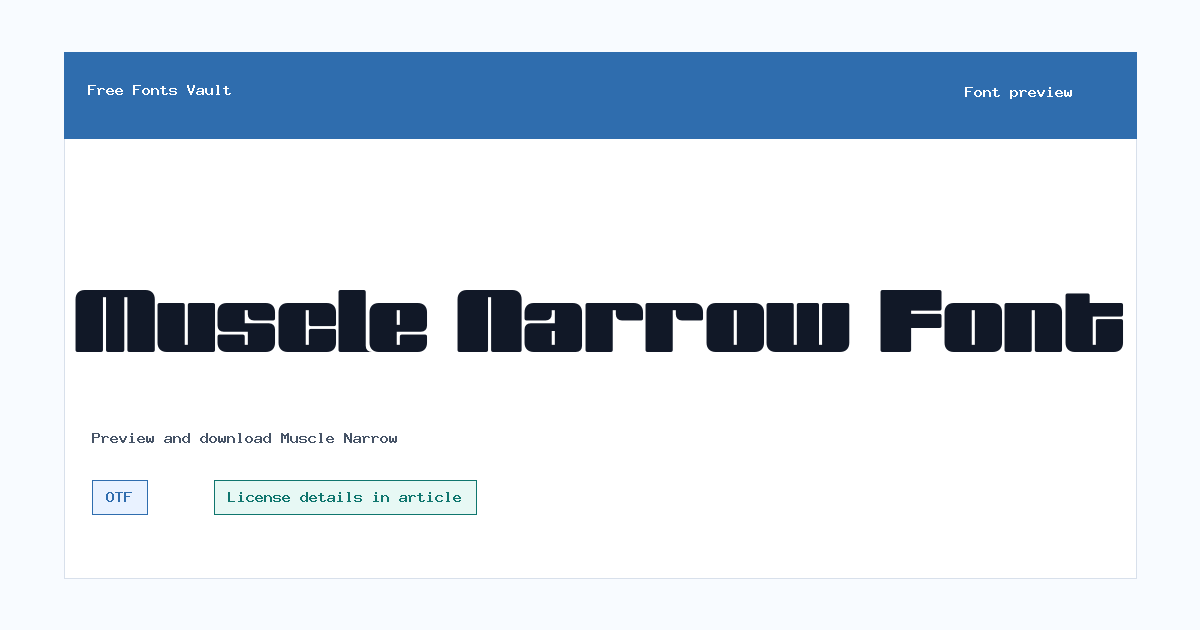 Muscle Narrow font preview showing the family name