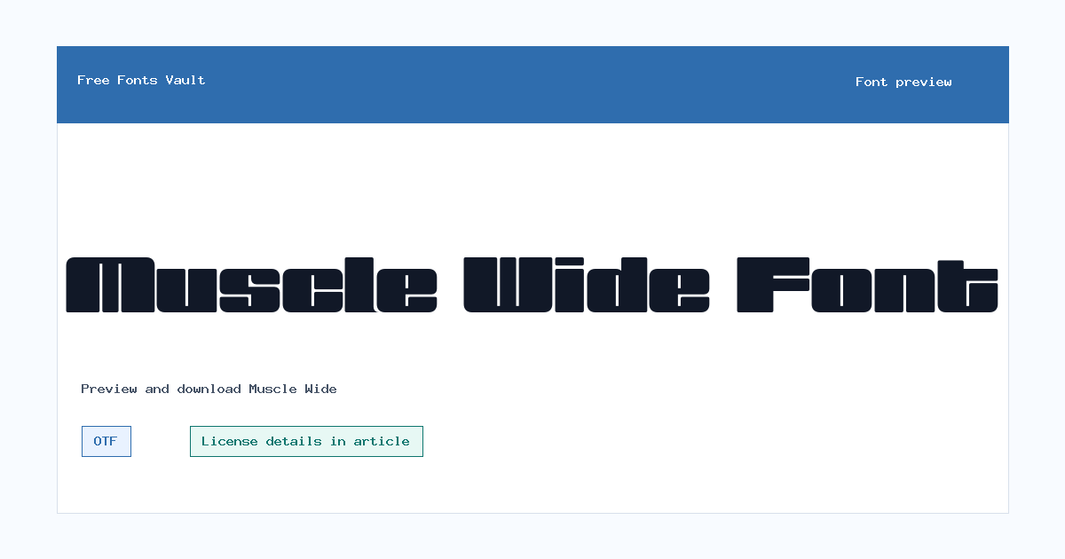 Muscle Wide font preview showing the family name