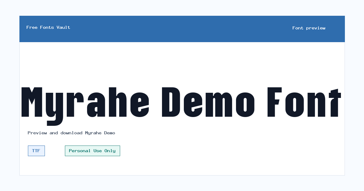 Myrahe Demo font preview showing the family name